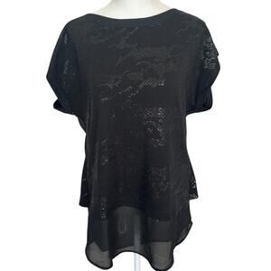 W by Worth Black Sleeveless Sequined Sweater Tunic Top Classic Womens Size Small